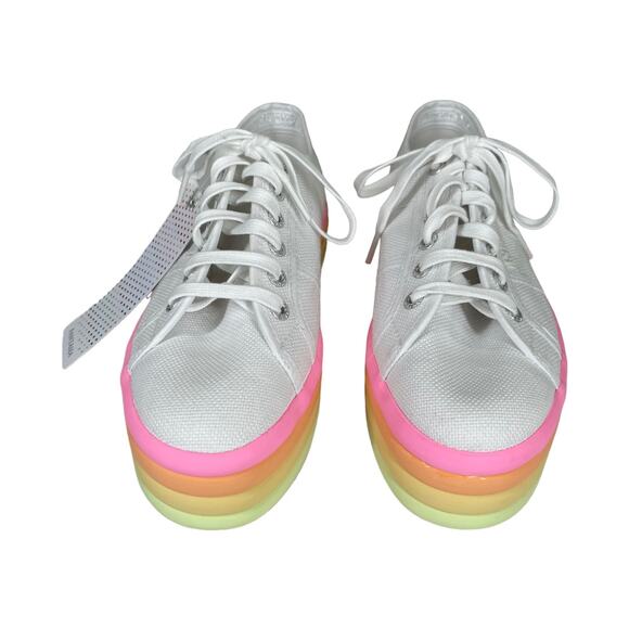 Superga 2790 Candy Sneaker 6.5 Hot Pink Multi White Platform Low Top Revolve New - Picture 2 of 7